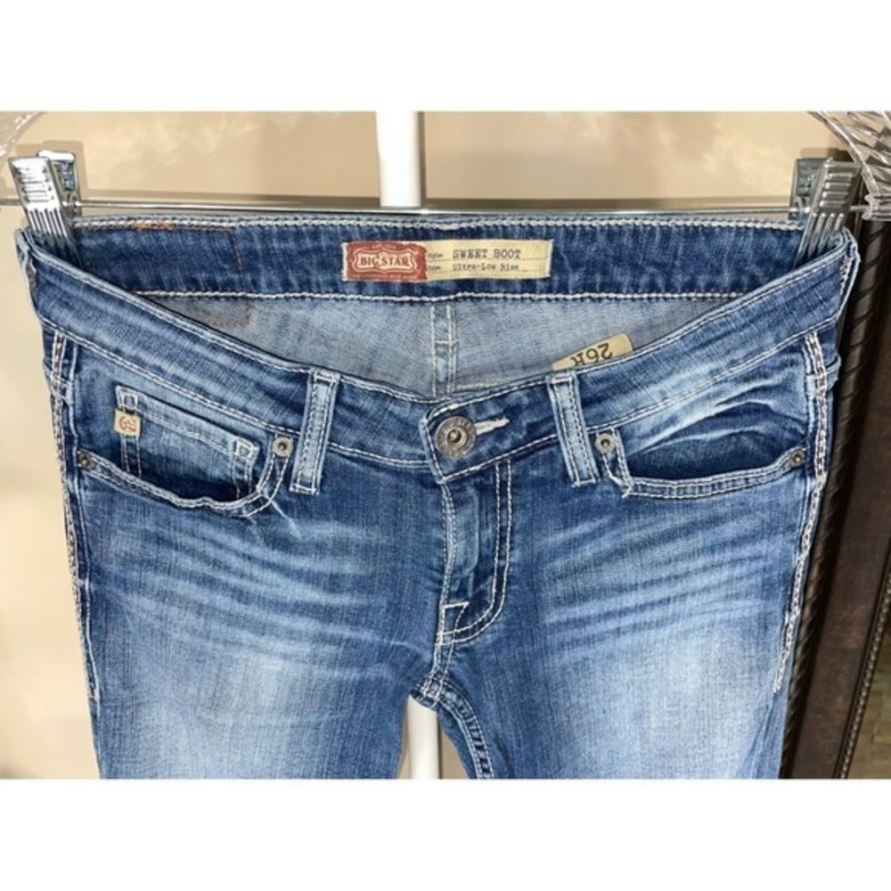 Y2K Ultra Low Rise Sweet Boot Big Star Jeans W/26R Blue 3033 LN - Picture 4 of 13